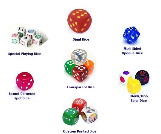 Links to our Range of Dice custom Designed for Board Games